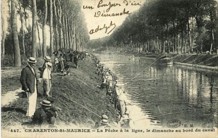 Charenton-Saint-Maurice - La pêche à la ligne, le dimanche au bord du canal