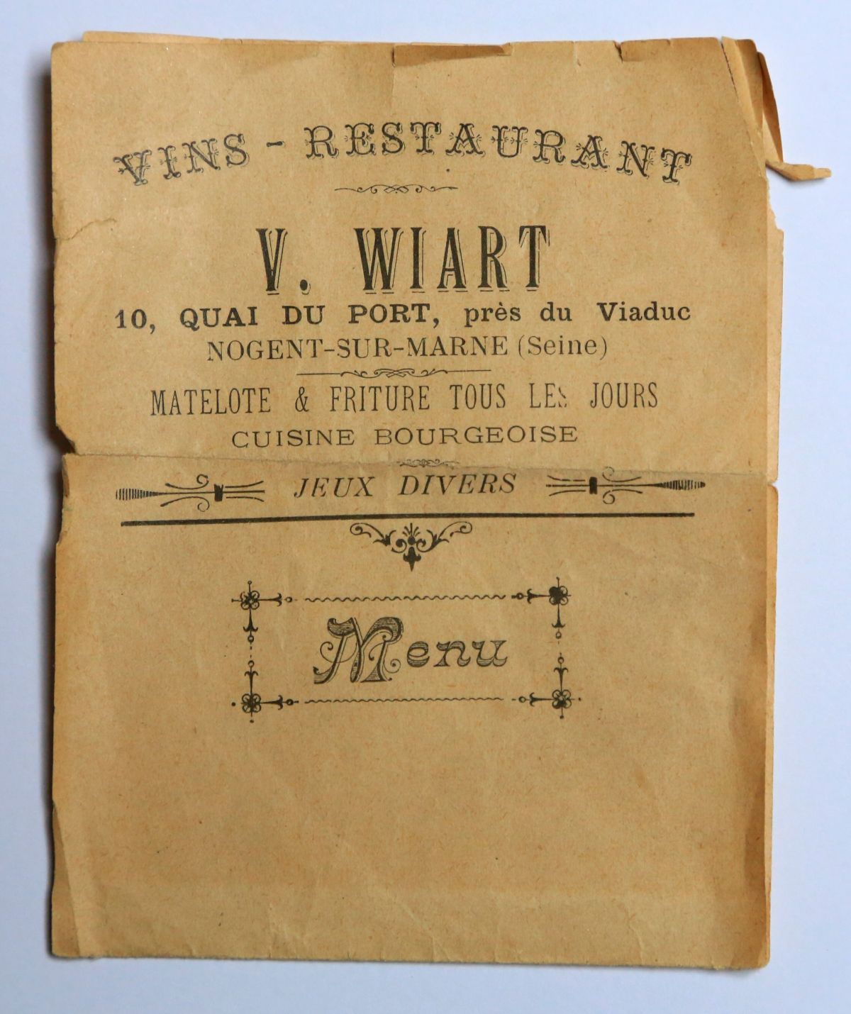 Menu de restaurant Wiart